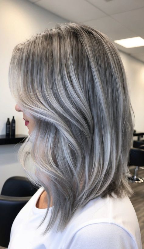 balayage gris brune