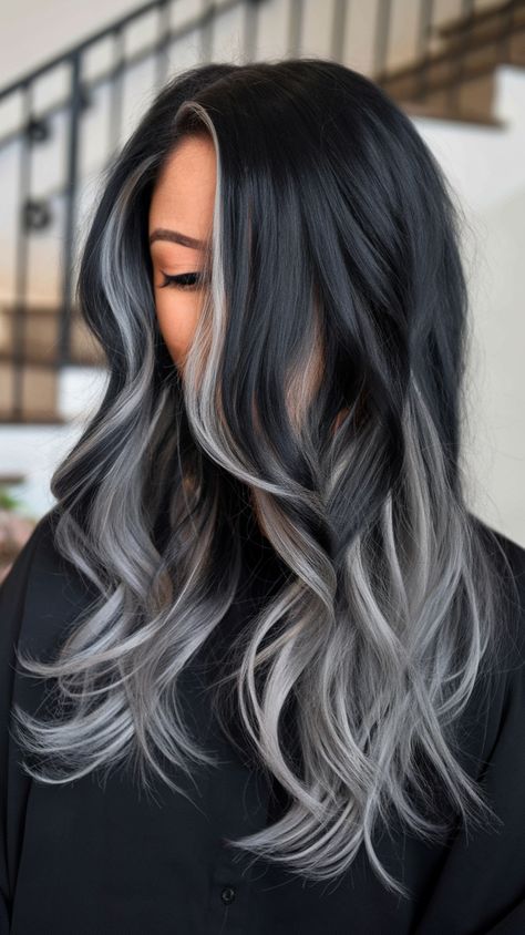 balayage gris brune