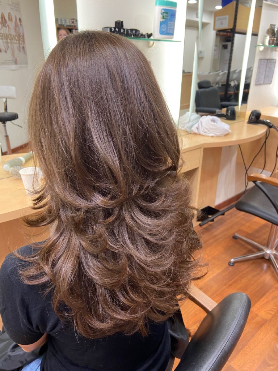 cheveux longs dégradés effilés