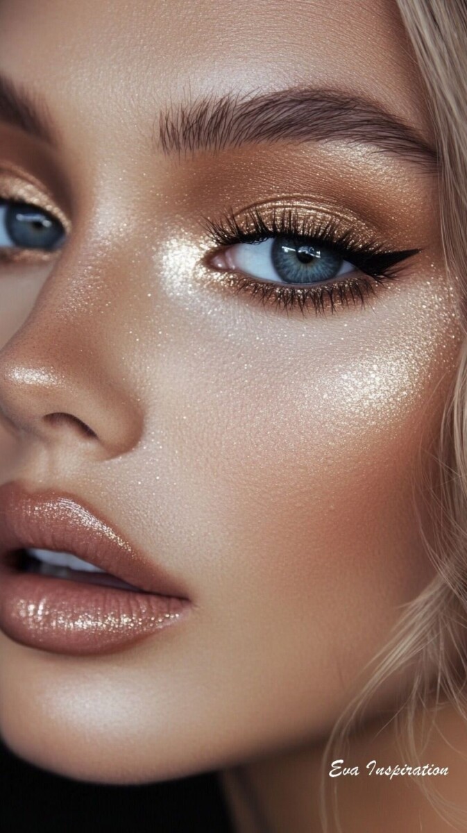 Maquillage blonde yeux bleus