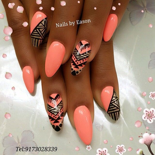 Décoration ongles gel corail