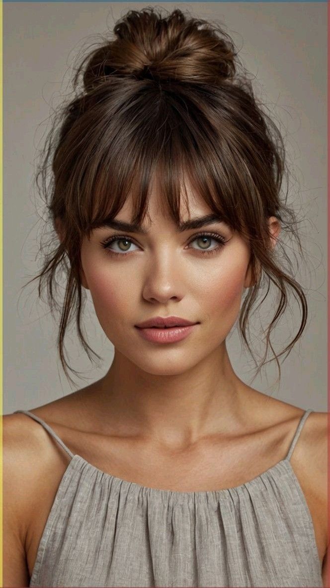 Mi-long dégradé frange 50 ans