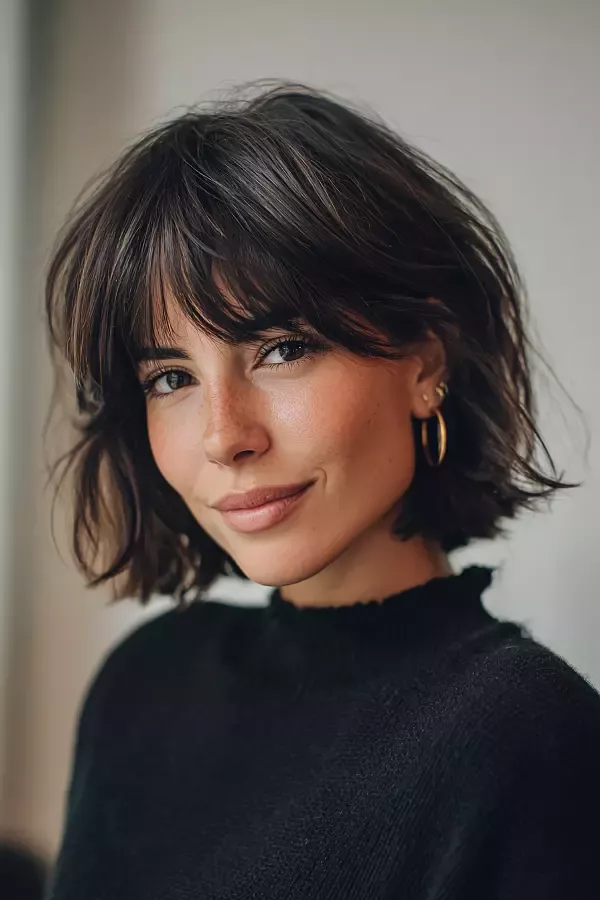 Carré frange rideau tendance
