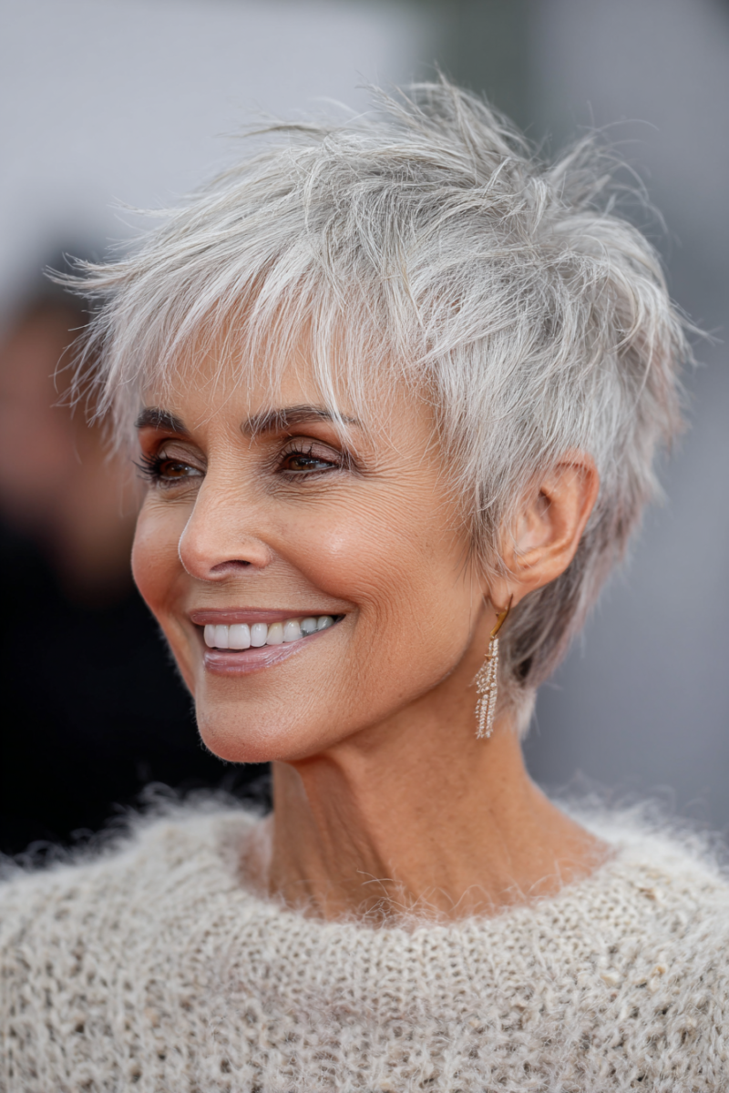 Coupe courte effilée femme 60 ans