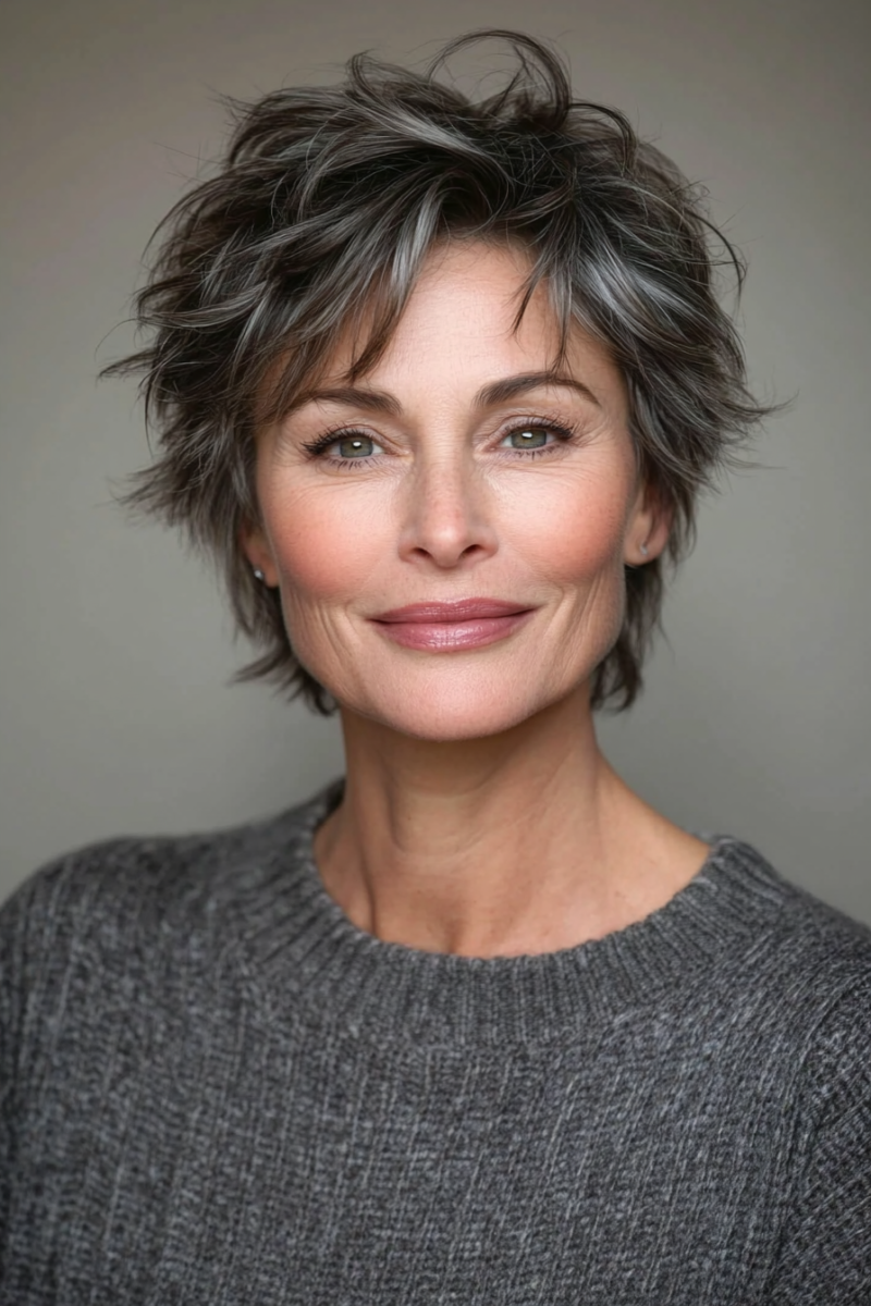 Coupe courte effilée femme 60 ans